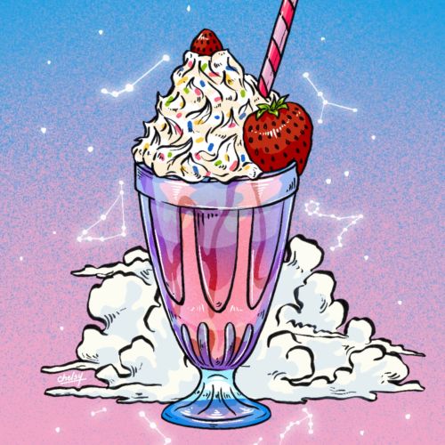 Food illustration of strawberry ice cream