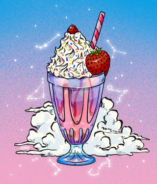 Food illustration of strawberry ice cream