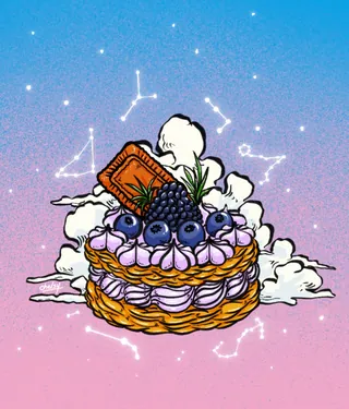 Blueberry cream cake with constellation patterns by Chelsy Escalona