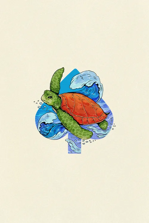 Illustration of turtle ace card deck