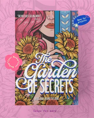 Whimsical book cover with sunflowers and a hidden woman