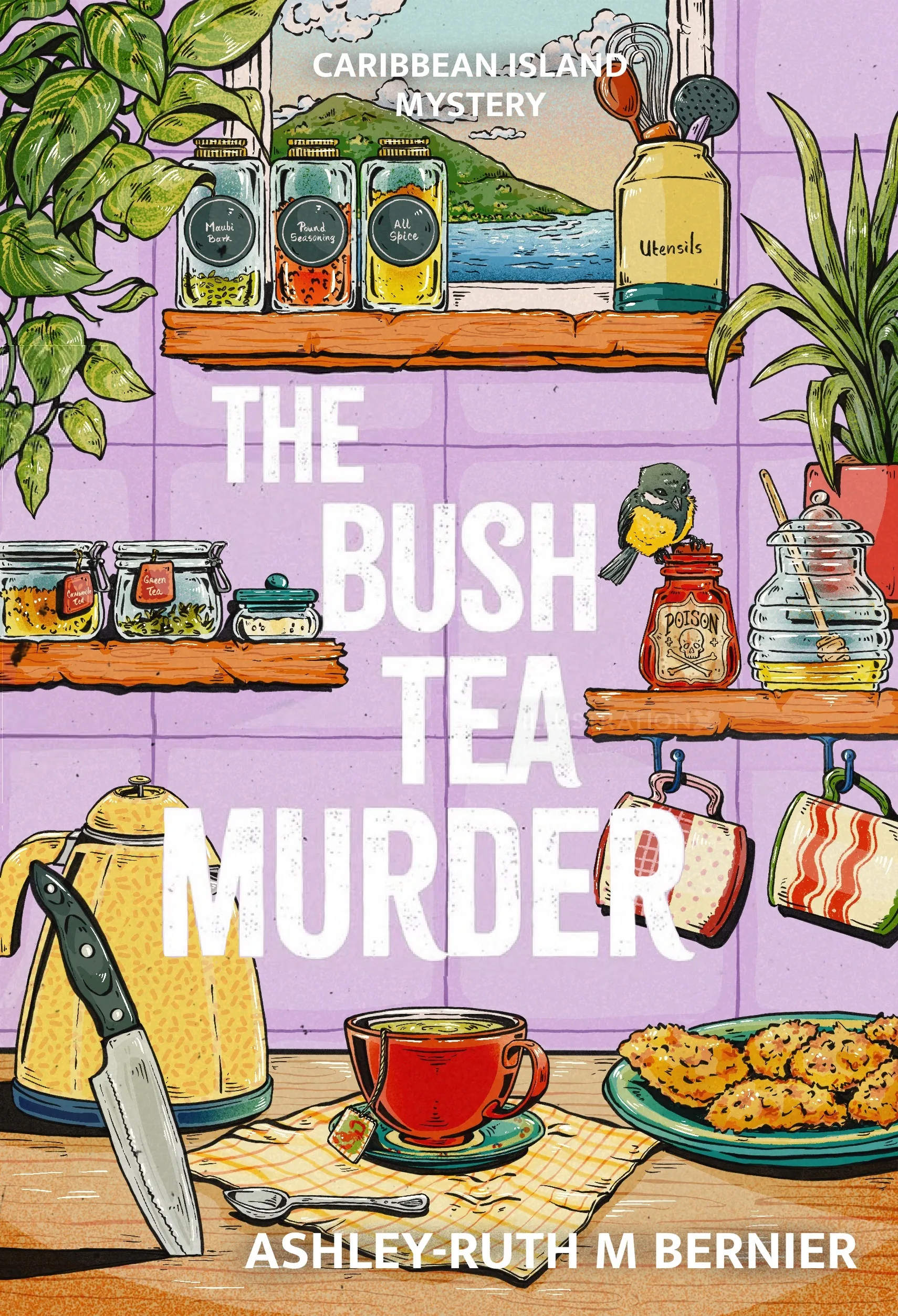 Book cover with jars, tea cup, knife, and cookies by Chelsy Escalona