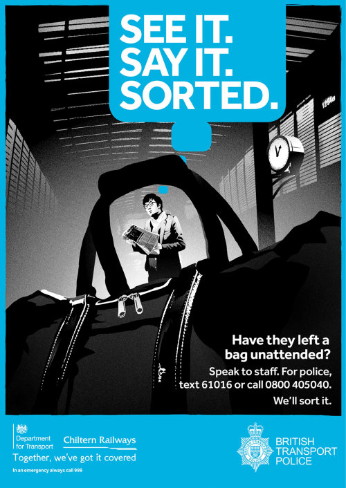 Campaña publicitaria sobre seguridad de las personas ilustrada por Chris Ede