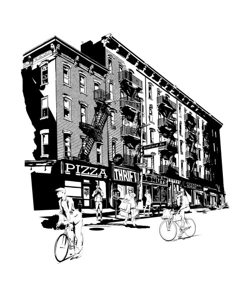 Gráfico de Brooklyn Greenpoint en blanco y negro