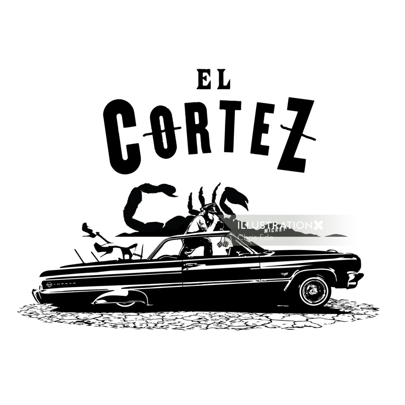 Typography EL Cortez and scorpion 