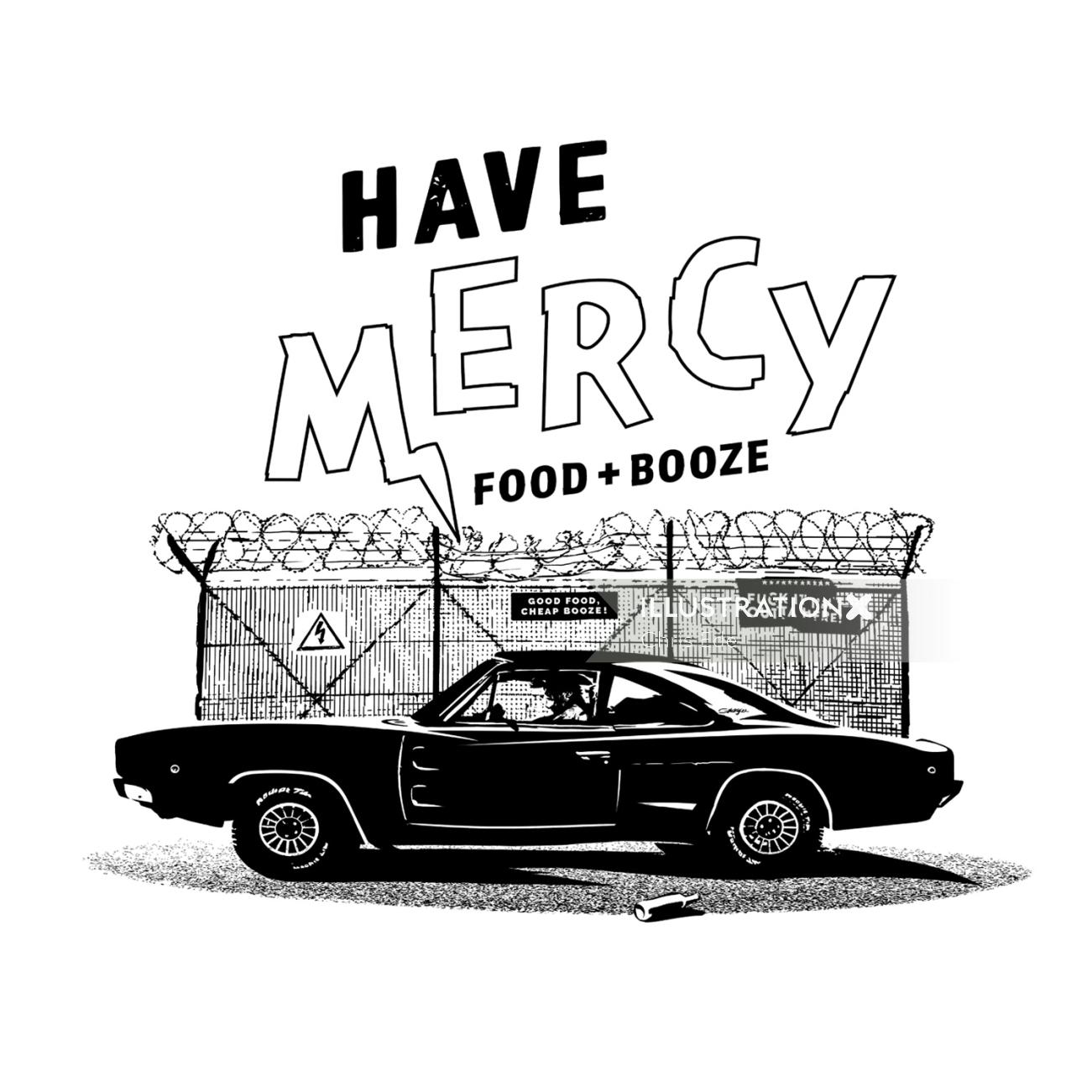 Black and white Michael Madsen x Have Mercy poster
