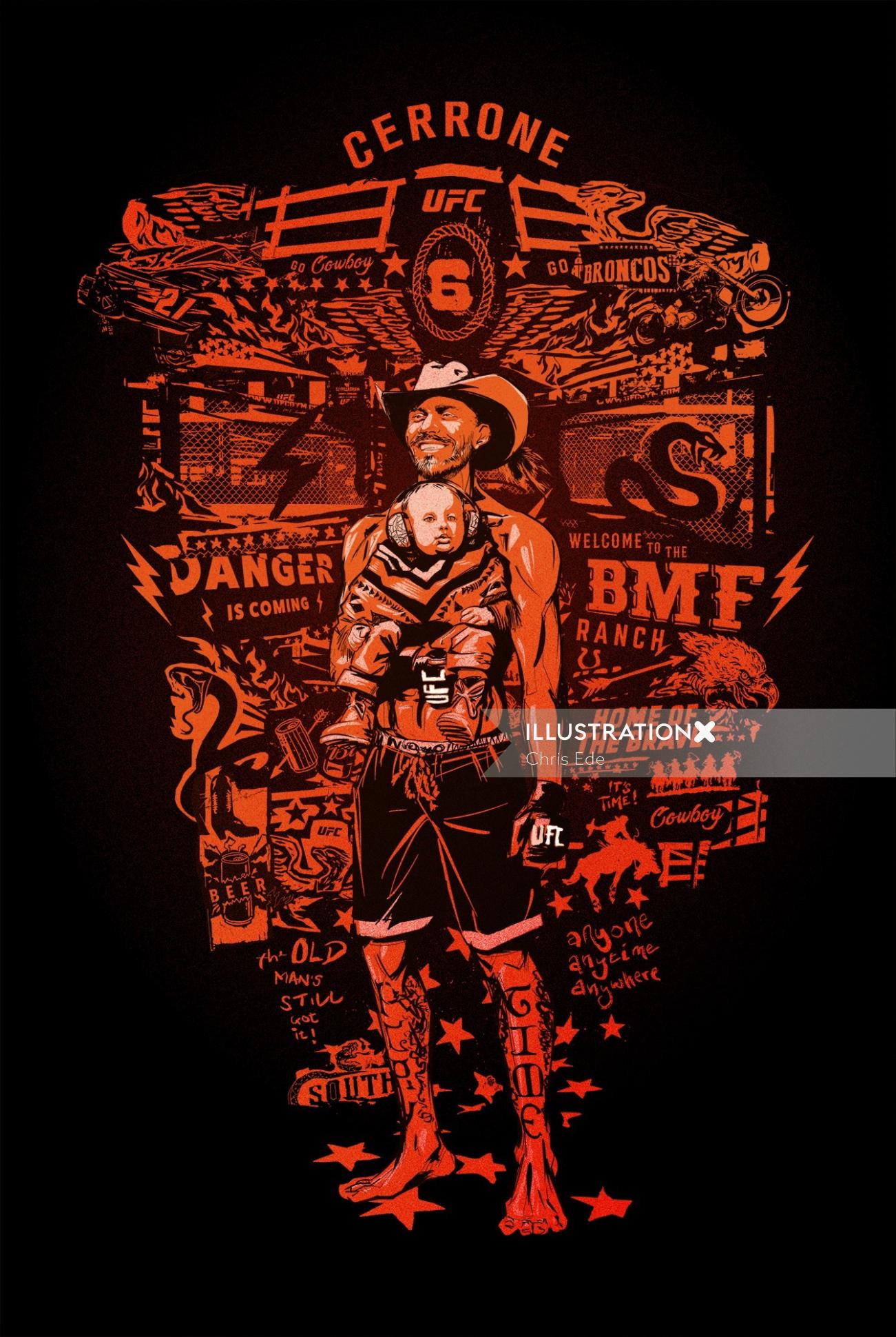 Montagem mash up Cowboy Cerrone Portrait UFC