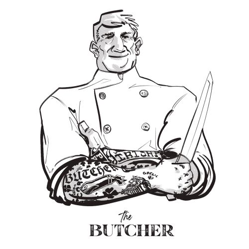 Line illustration butcher
