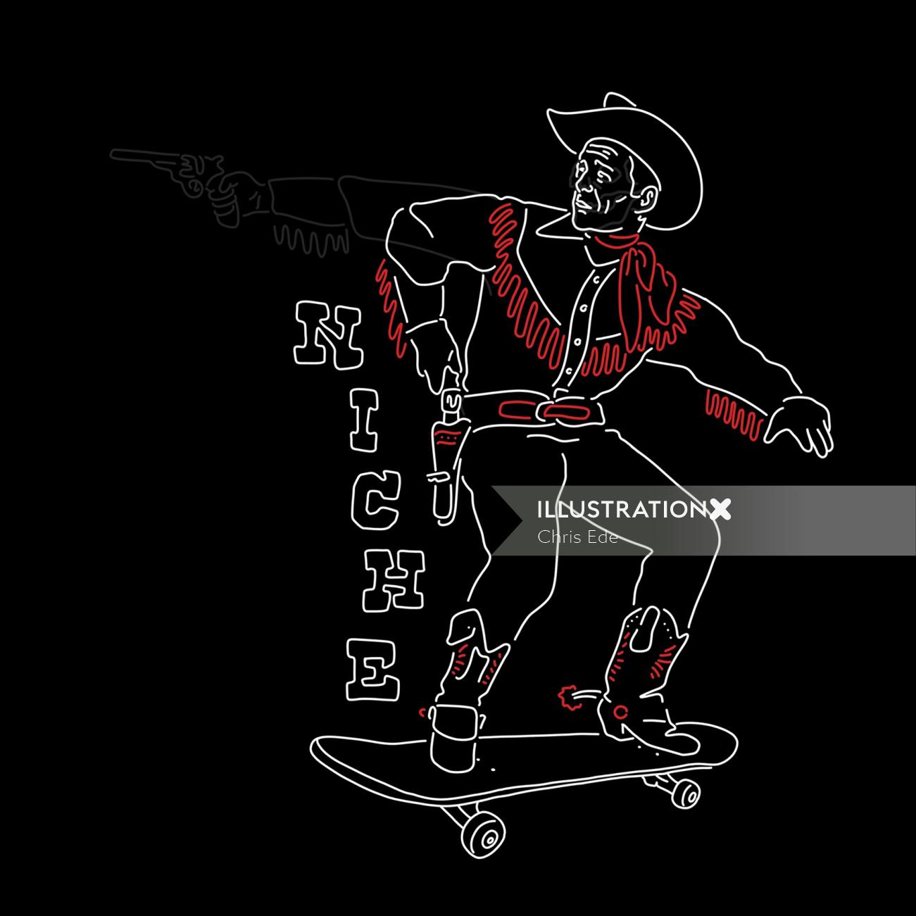 People cowboy on skateboard