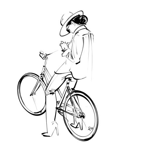 Graphic girl on bicycle