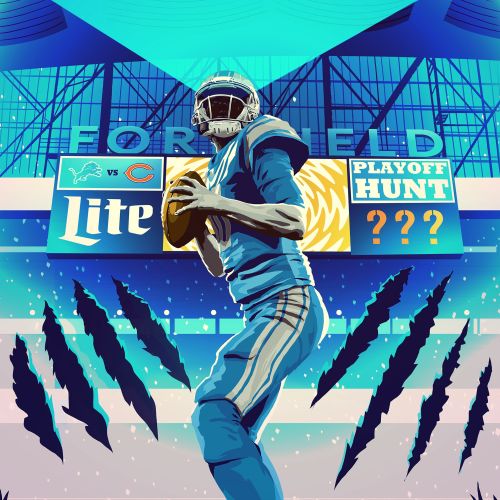 Detroit Lions quarterback prepares to throw at Ford Field stadium, Chris Ede