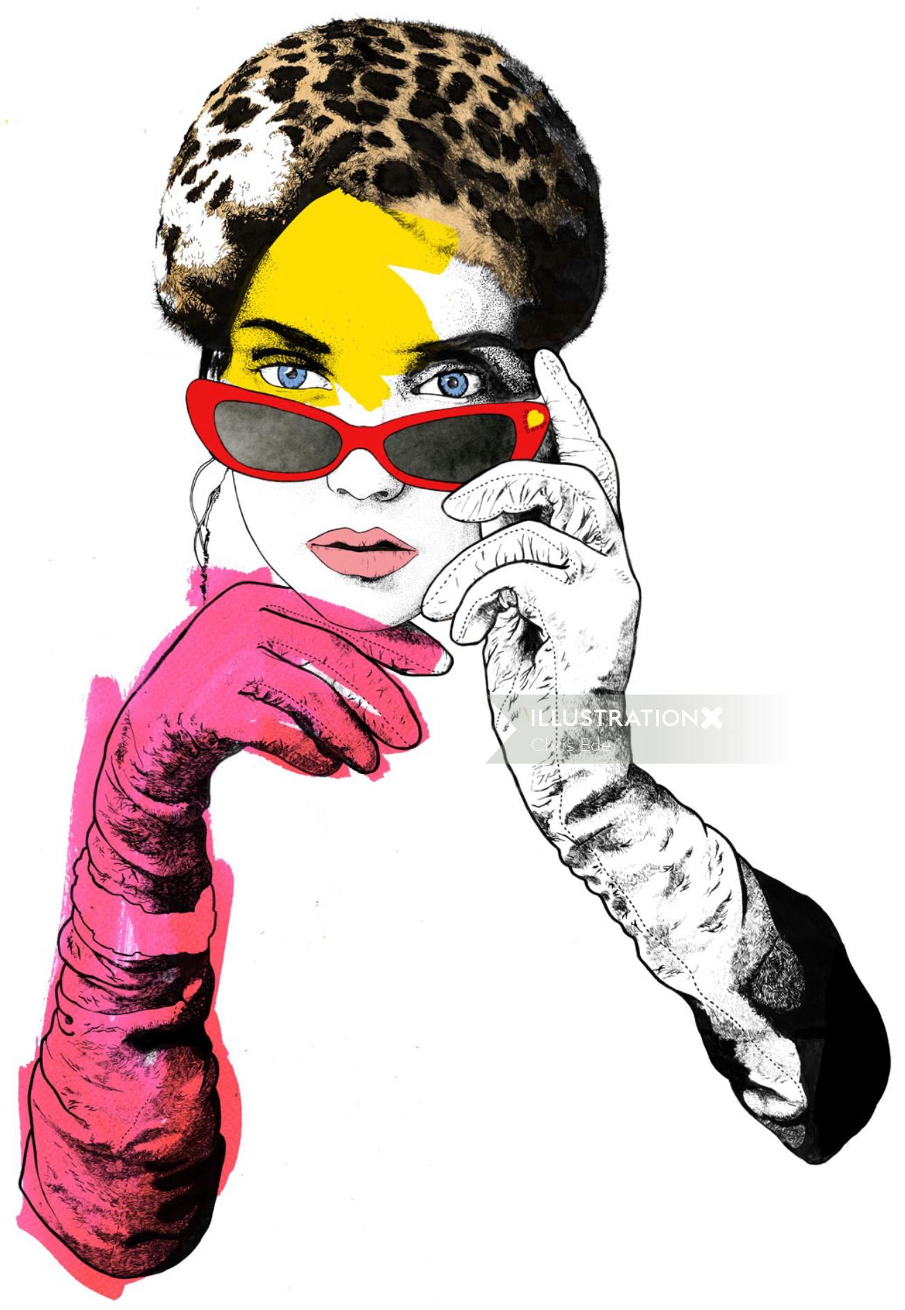 Portrait of fashion lady -  An illustration by Chris Ede