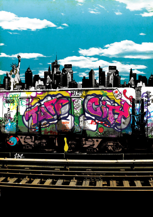 Ilustración de graffiti de álbum de música