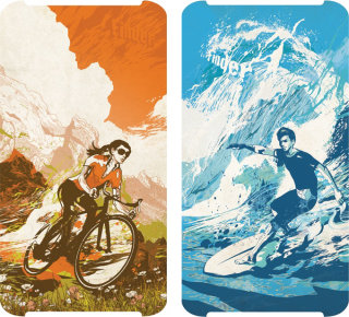 冲浪者剪影，骑自行车的女士插图，作者：Chris Ede