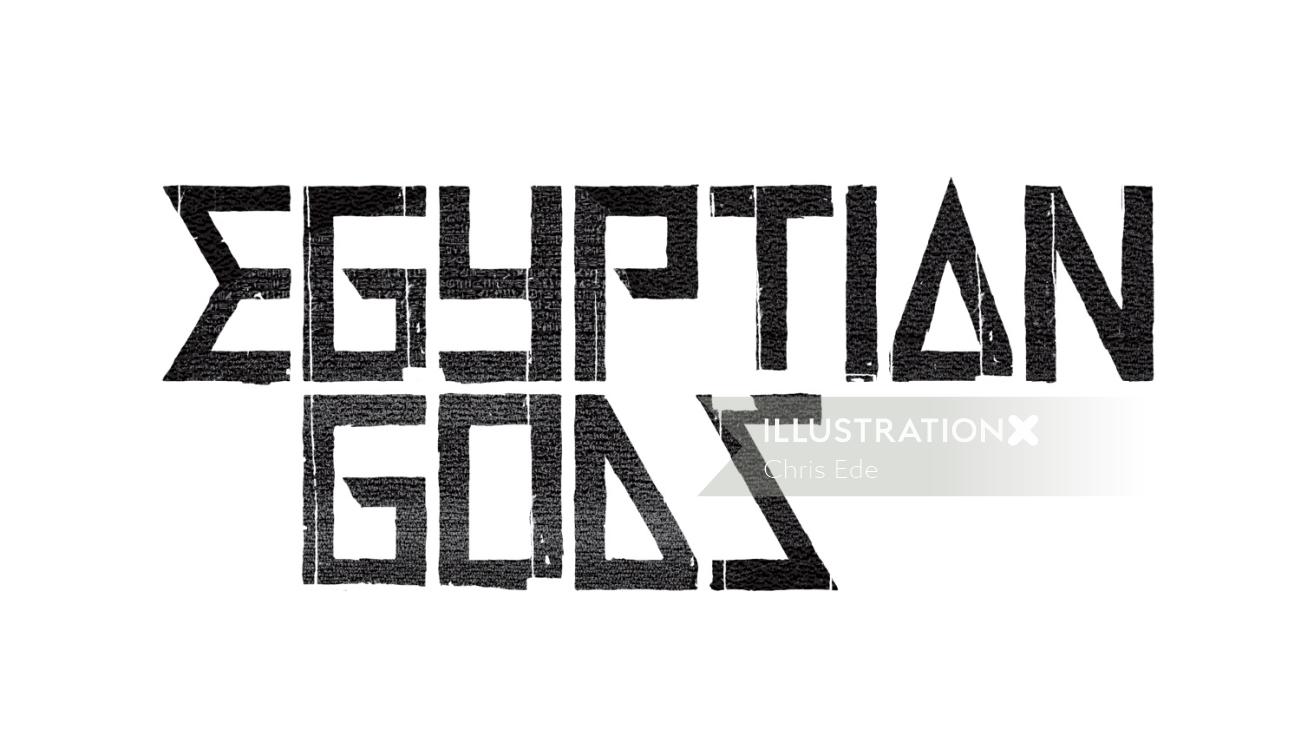エジプトの神のタイポグラフィのイラスト