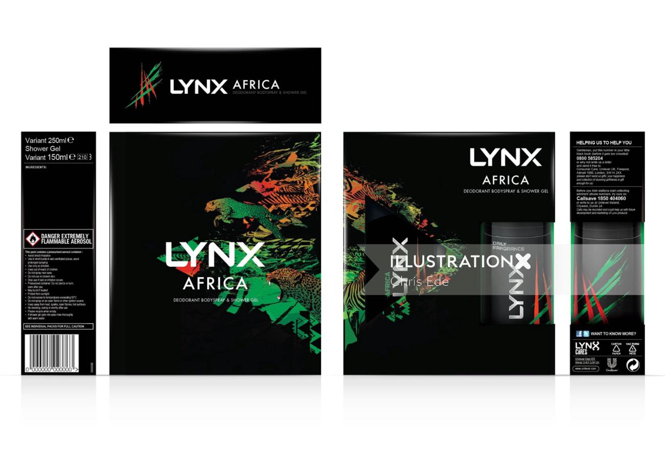 Ilustração de embalagem do Lynx Africa Deodorant