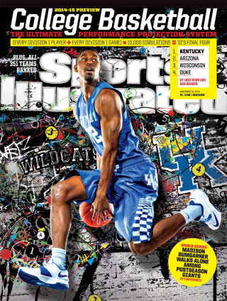 Ilustração da capa da revista College Basketball