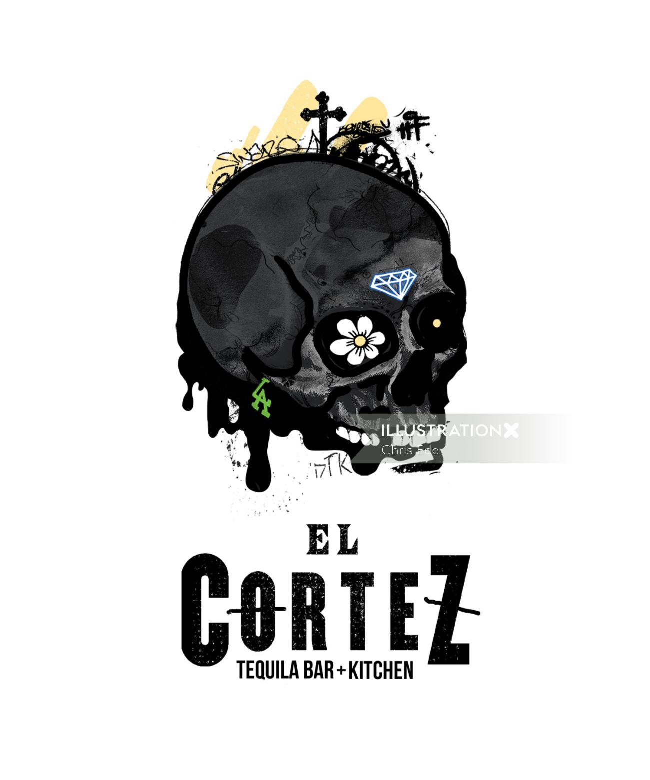 graffiti art of El cortez skull 