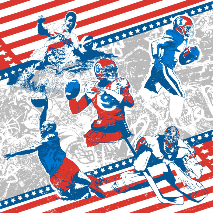 クリス・エデによるアメリカンフットボールのイラスト