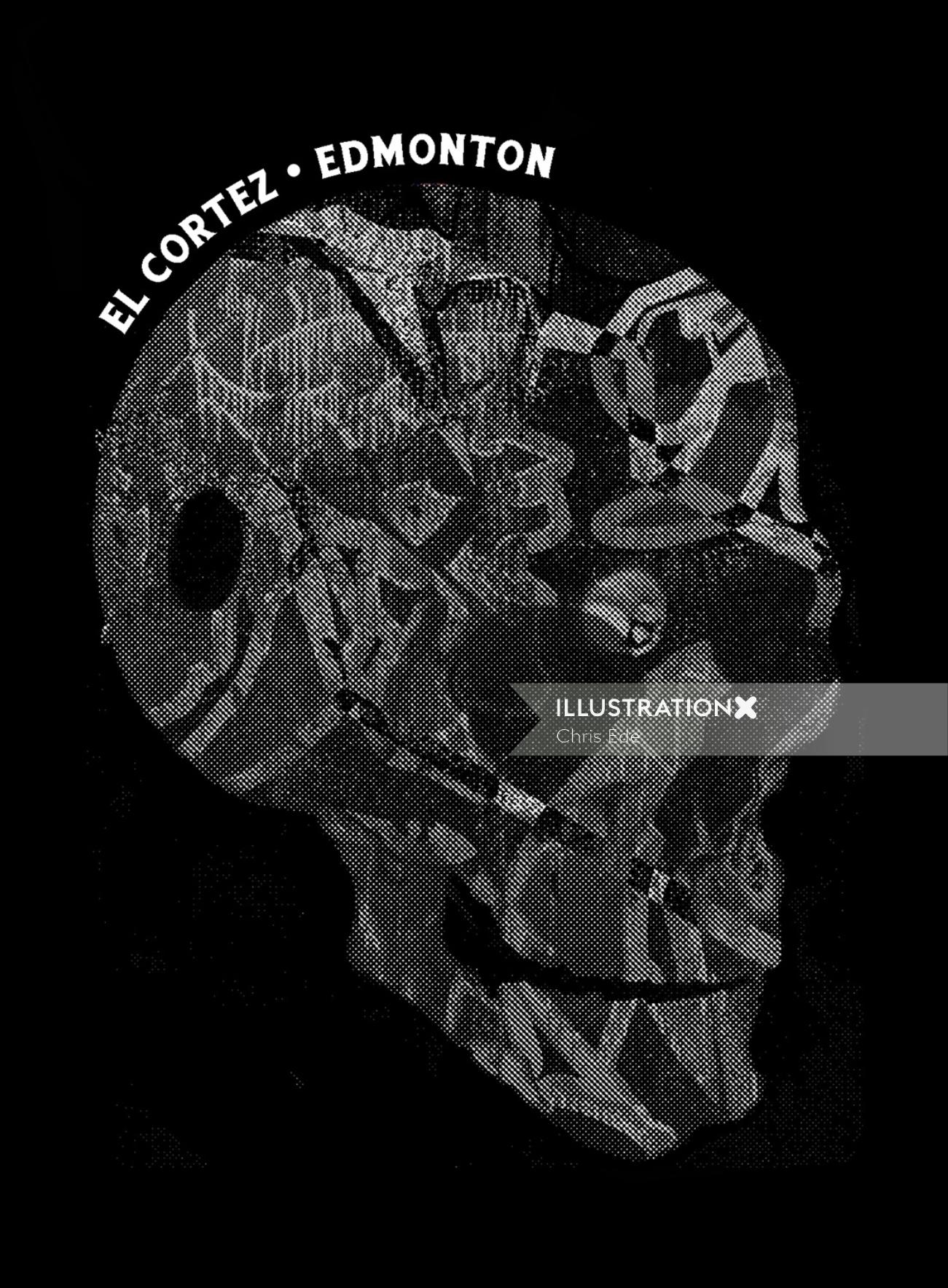 頭蓋骨バッジの抽象的なイラスト