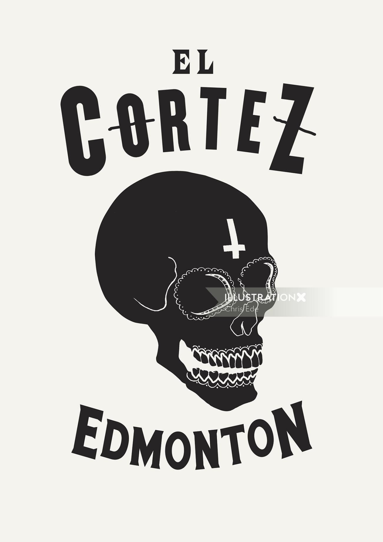 Black and white El Cortez skull
