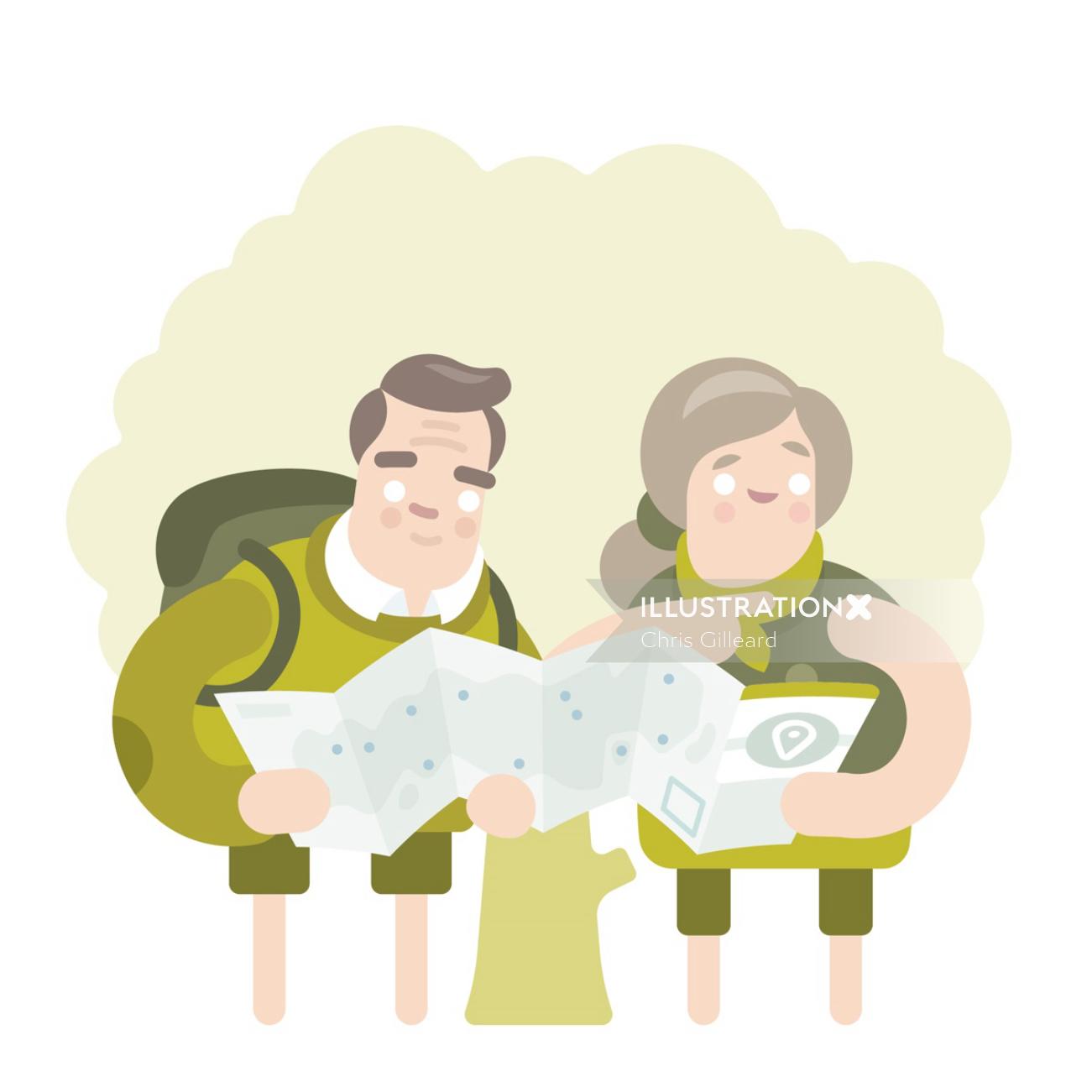 couple went for holiday vector illustration