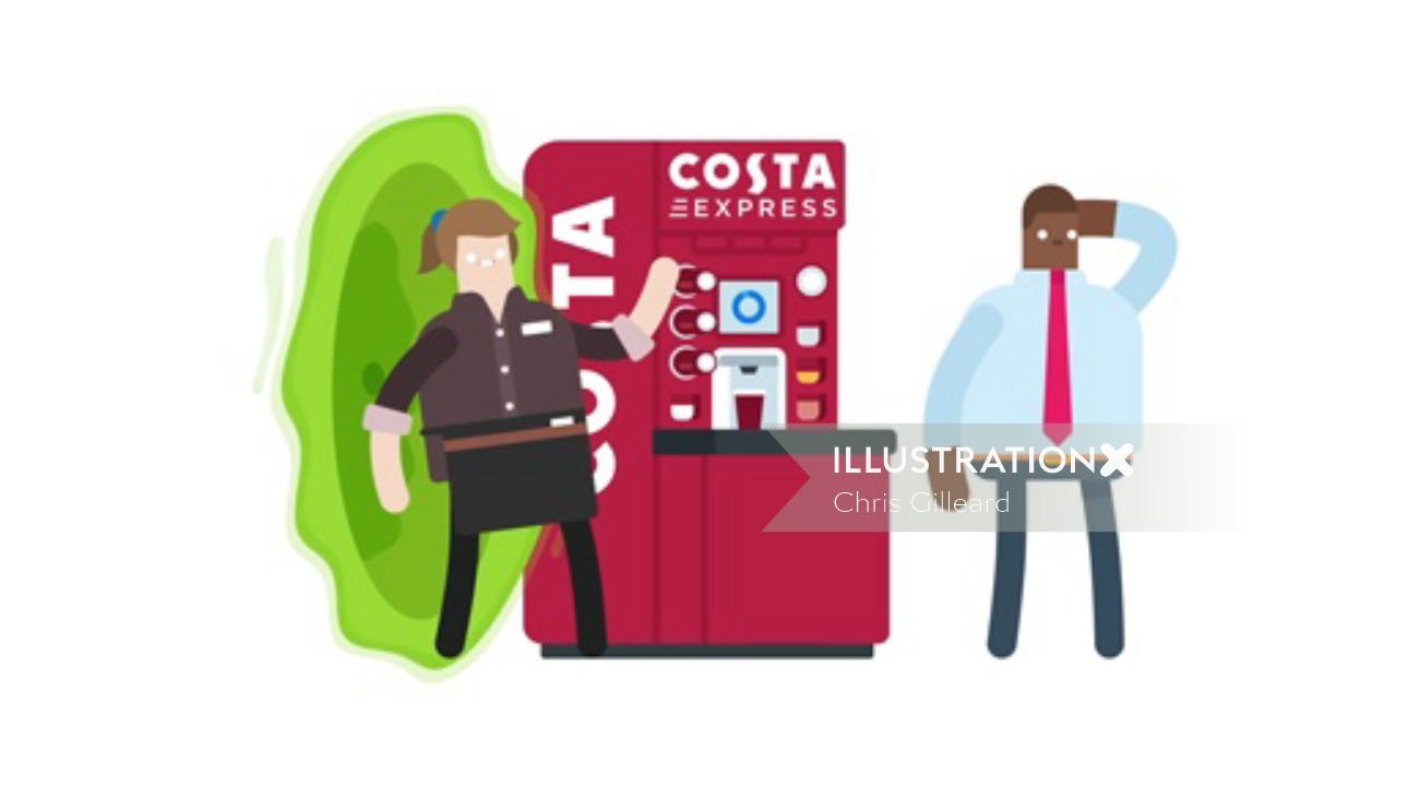 Animação de café Costa Express para mídias sociais