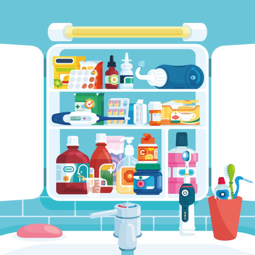 Medicine cabinet spread illustration