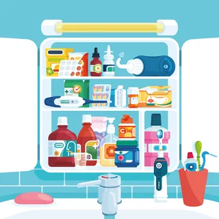 Medicine cabinet spread illustration