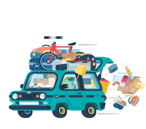 illustration of moving home from university