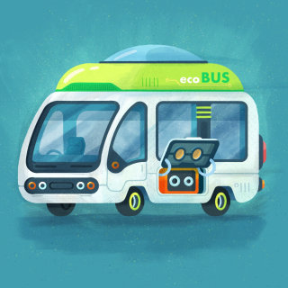 Ilustración conceptual del autobús ecológico