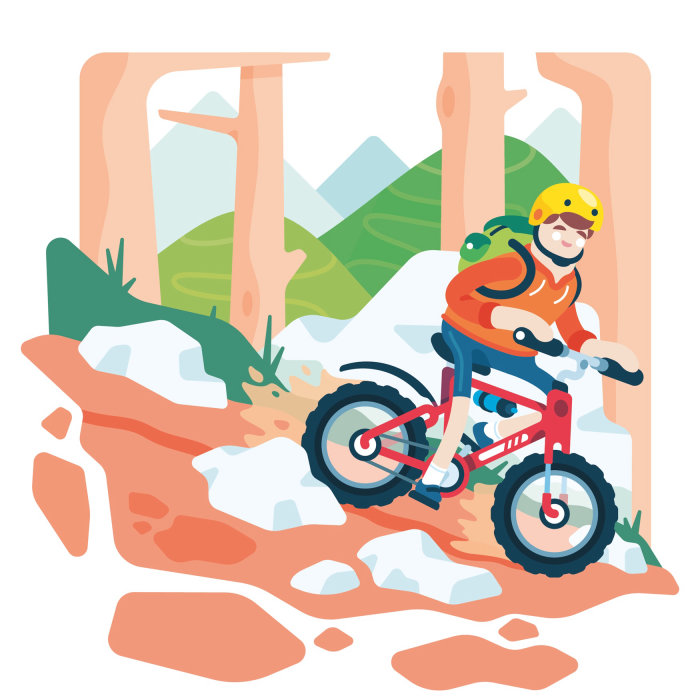 Ilustração editorial de Migros Mountain Bike