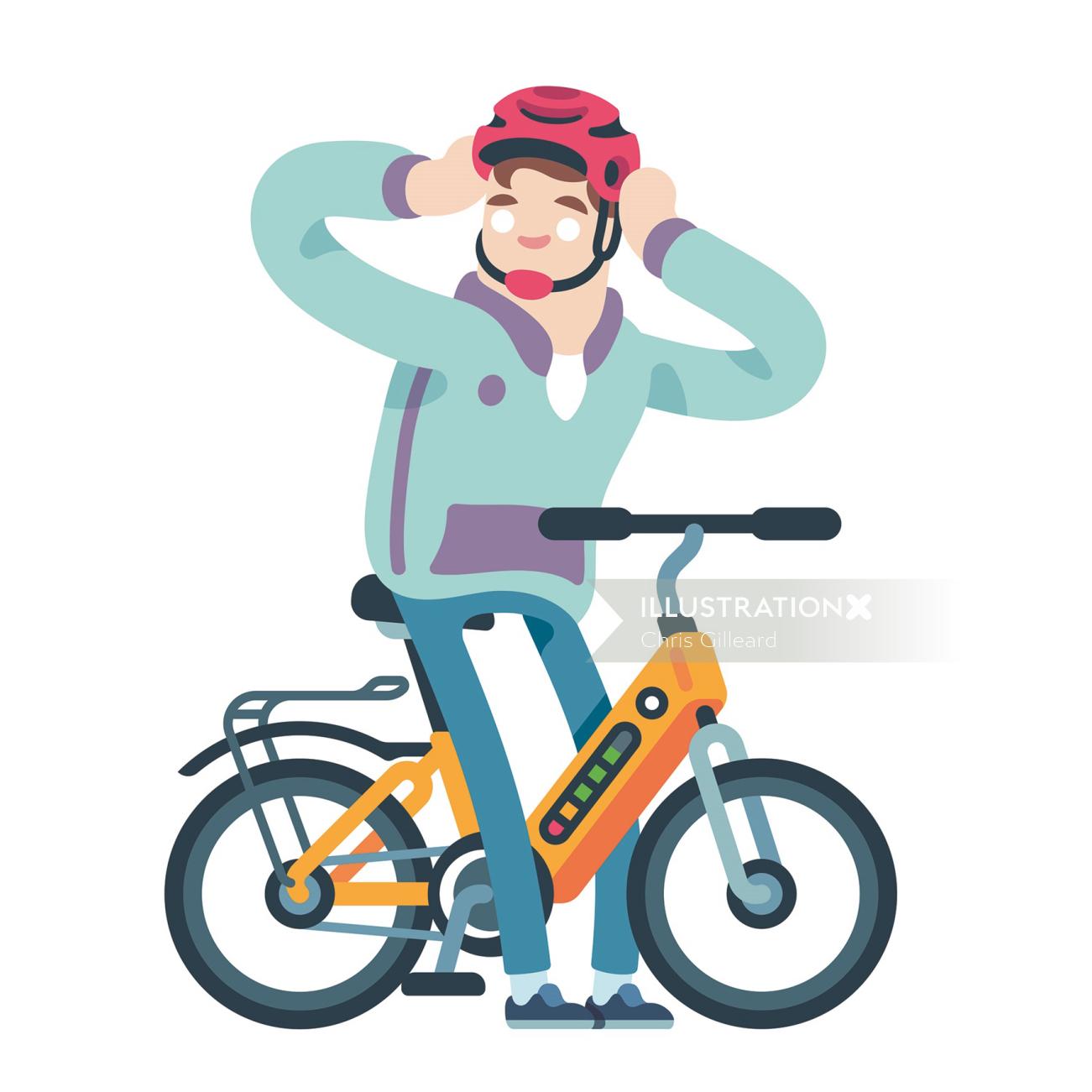 Migros - personagem de desenho animado do E-Bike Cyclist