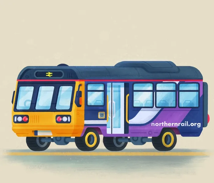 Illustration of a Northern Rail replacement bus by Chris Gilleard