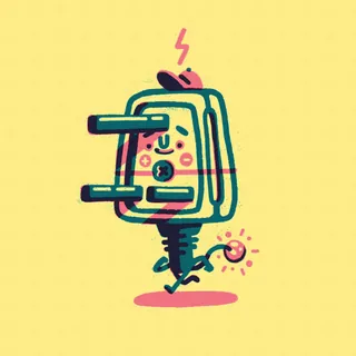 Cute animated electric plug character walking with a smiling face