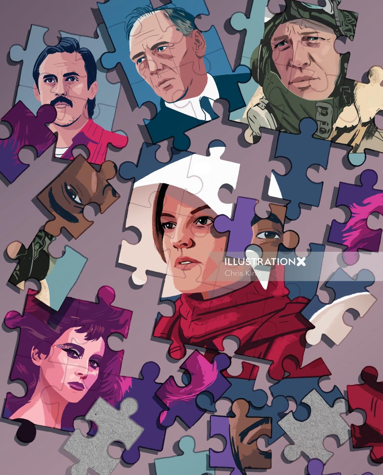 moulages d&#39;ensemble en puzzle