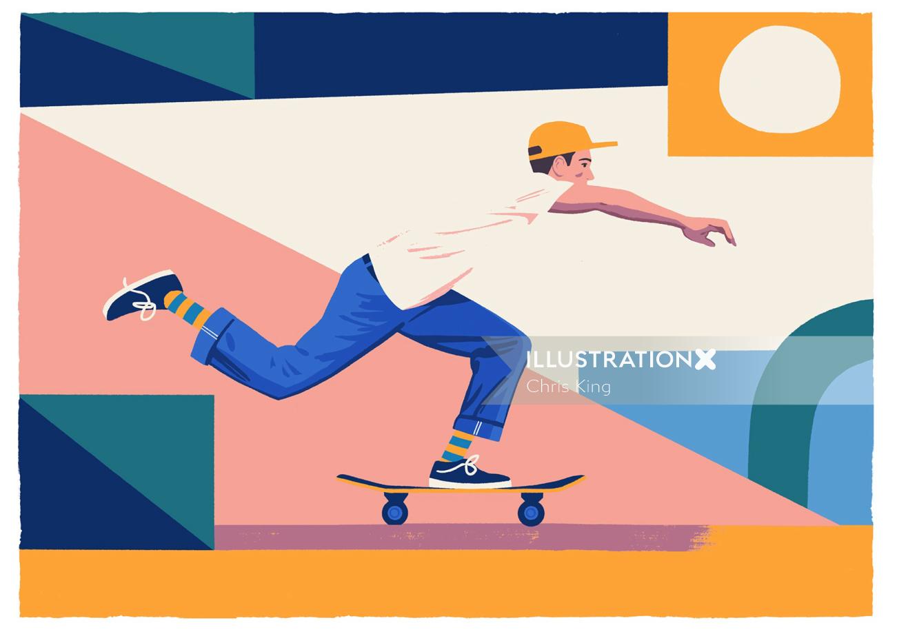 Skateboarder graphic art