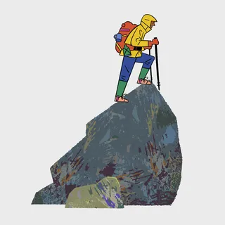 Rock hiking scene illustrated by Chris King