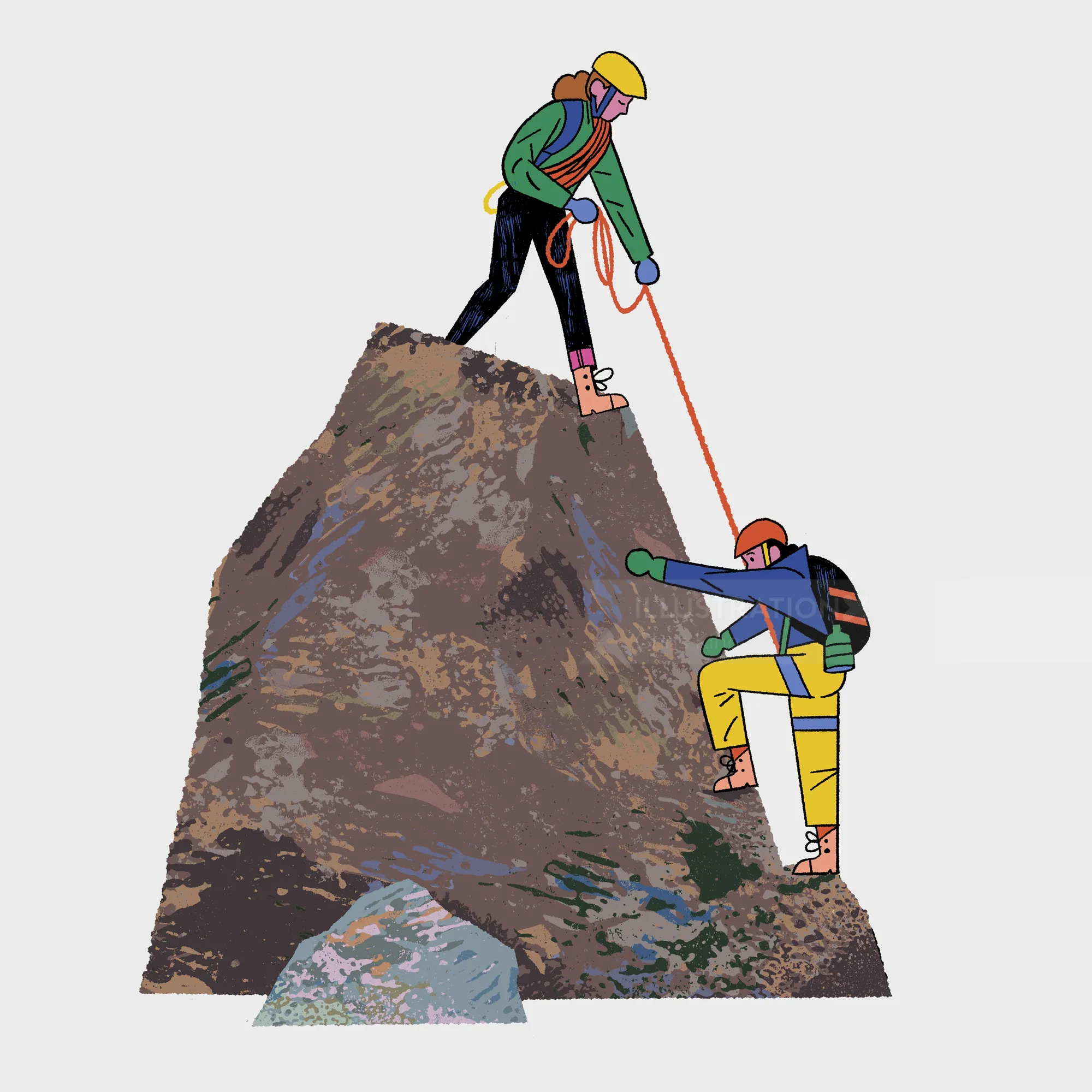 Rock climbing on a steep cliff in the outdoors