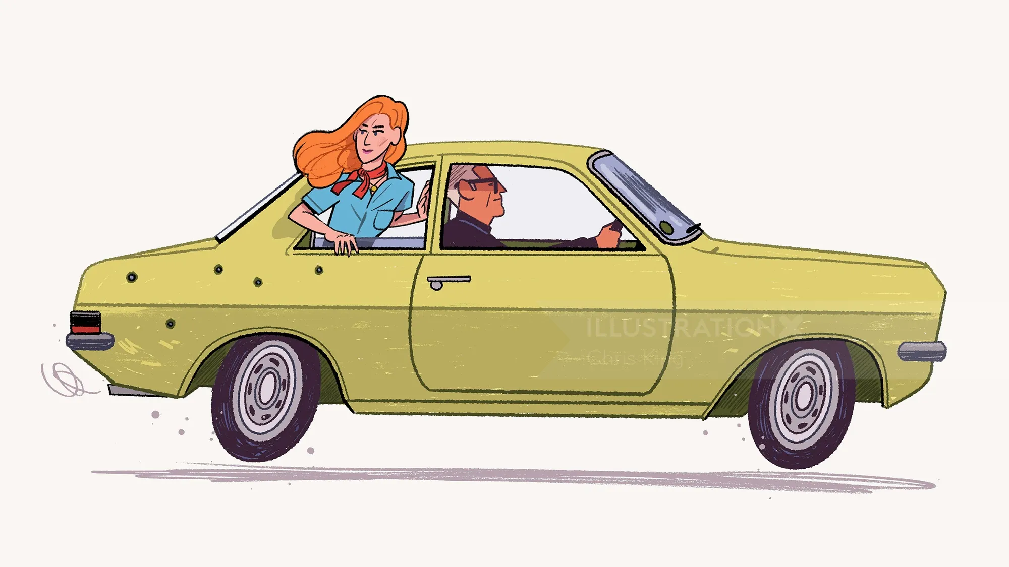 Vintage getaway driver character design