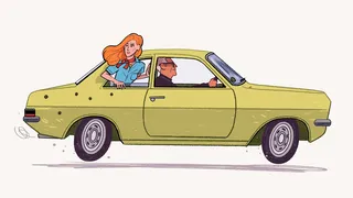 Vintage getaway driver character design