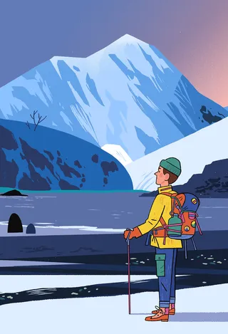 Cartoon depiction of a mountaineer