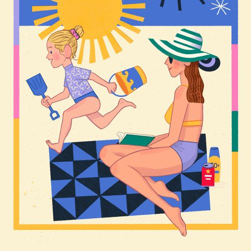 Beach scene on a warm summer day