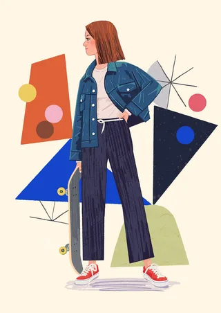 Minimalist figurative artwork in line-based style
