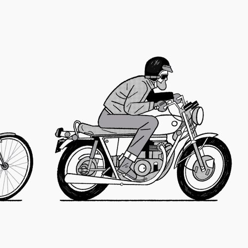 Monochrome sketch of bicycle and motorcycle