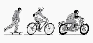 Monochrome sketch of bicycle and motorcycle