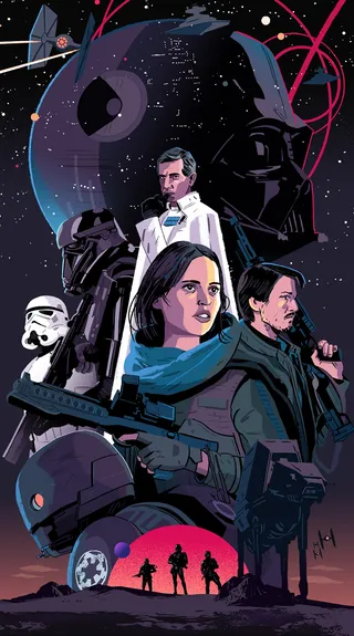 A promotional illustration for Rogue One: A Star Wars Story.