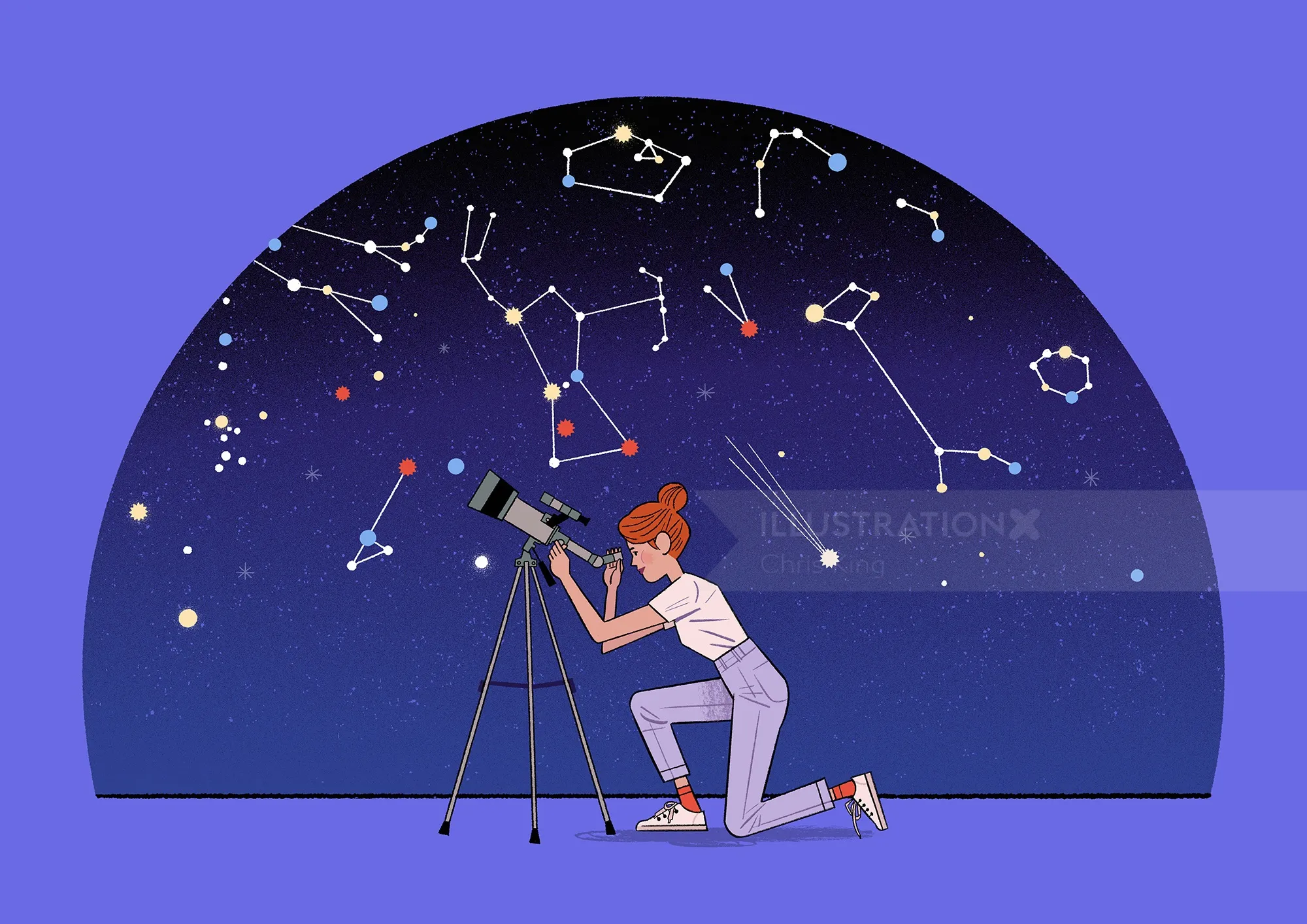 Starry night-themed artwork from The Star Gazer children’s book