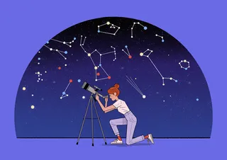 Starry night-themed artwork from The Star Gazer children’s book