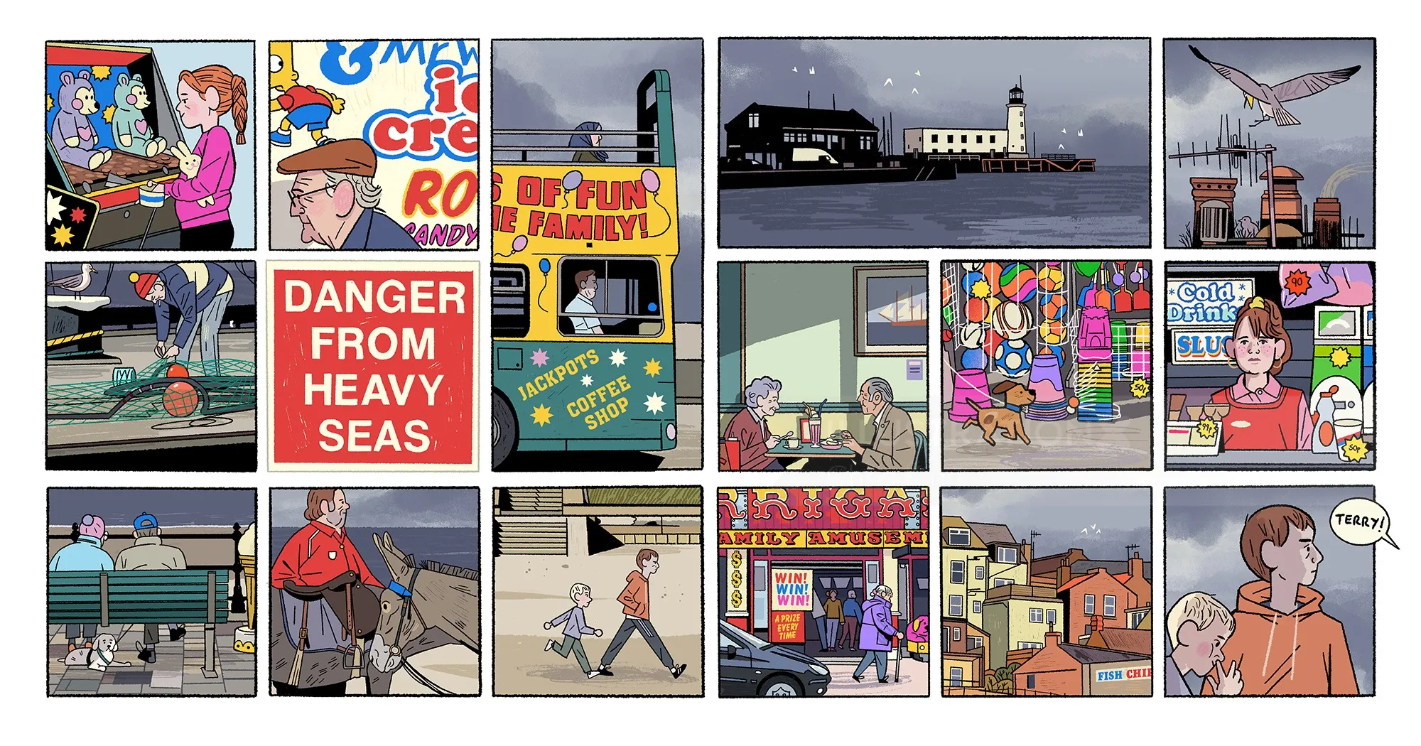 Comic spread humorously depicting cold chips